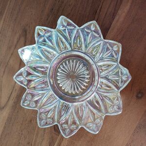 Vintage Iridescent Carnival Glass Plate-Federal "Petal" 5.5in. Bread Plate